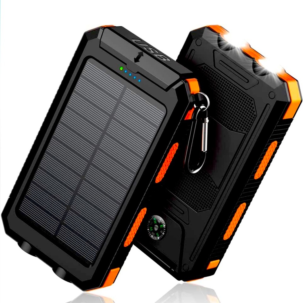 Solar Charger Power Bank Portable Charger Fast Charger All Cell Phones Orange